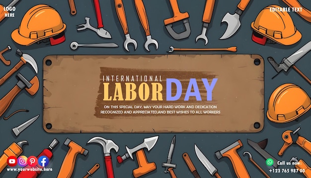 PSD psd happy labor day template for social media poster and banner