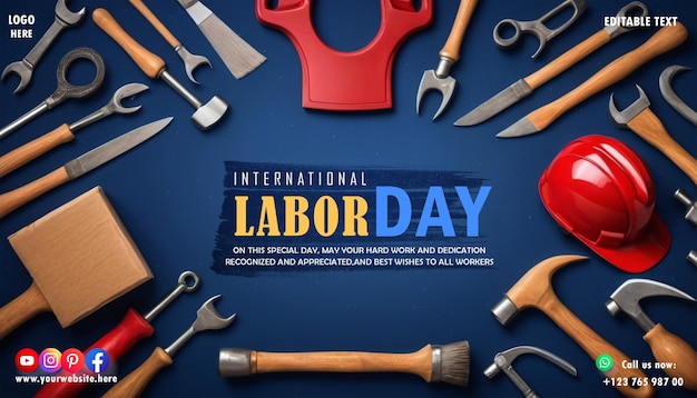 Psd happy labor day template for social media poster and banner
