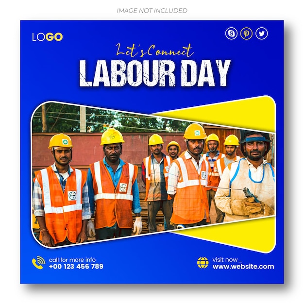PSD happy labour day social media instagram post template