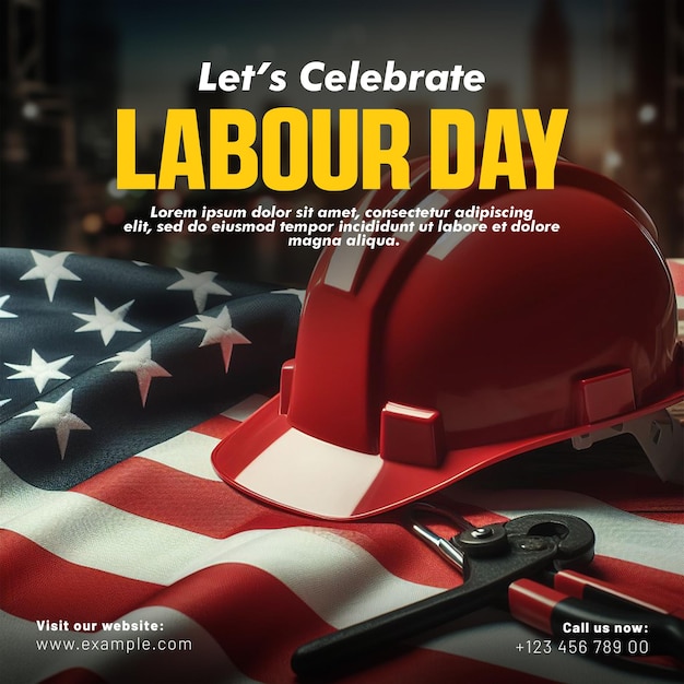 PSD psd happy labour day social media post template and 1st may background