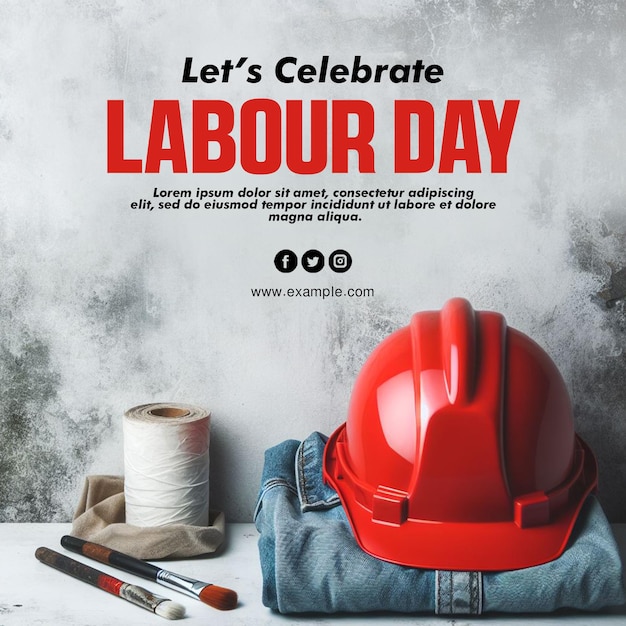 Psd happy labour day social media post template and 1st may background