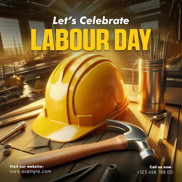 PSD psd happy labour day social media post template and 1st may background