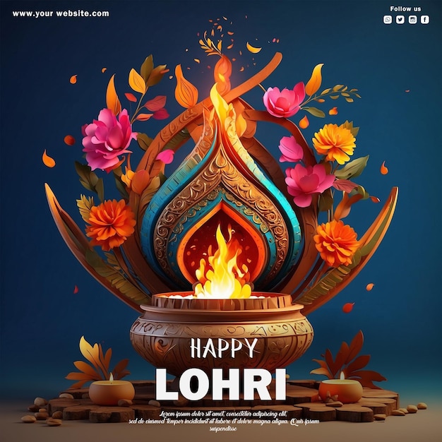 PSD psd happy lohri social media posterontwerp