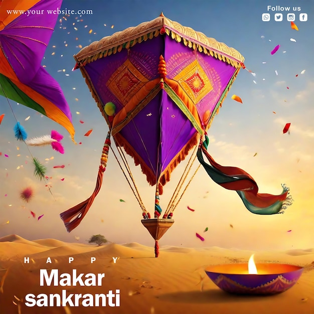 PSD psd happy makar sankranti social media post design