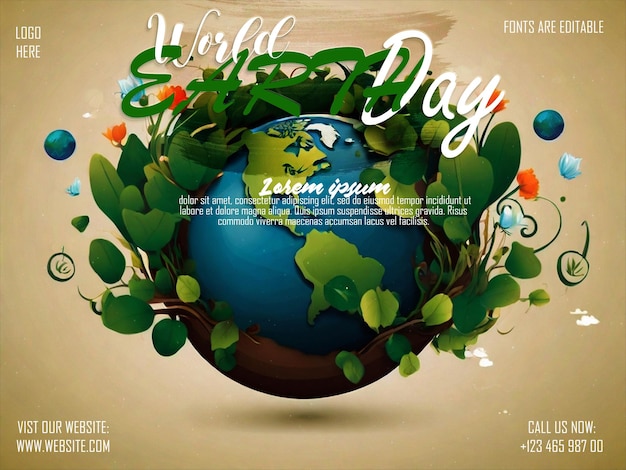 Psd Happy Mother Earth Day - Save The Earth - Koncepcja 22 Kwietnia - Szablon Postów Dla Postów W Mediach Społecznościowych