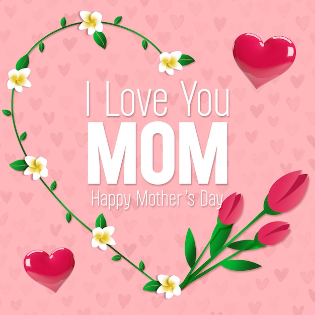 Psd happy mother's day background with hearts