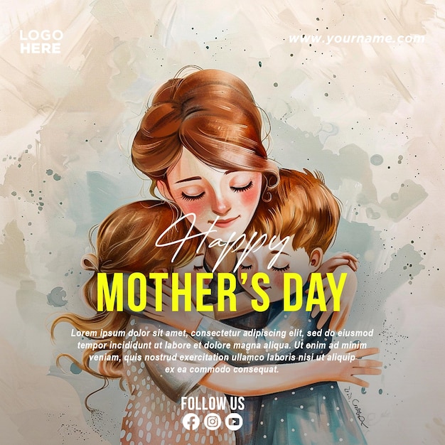 PSD 5월 12일 어머니의 날 축하 소셜 미디어 배너 템플릿 디자인
