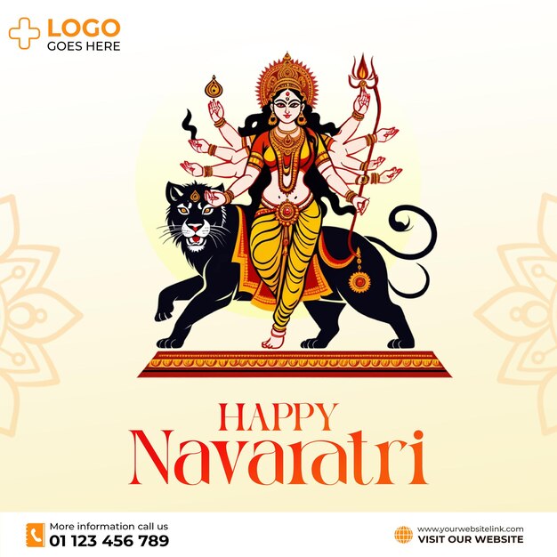 PSD Happy Navaratri Durga mata Navaratri sjabloon