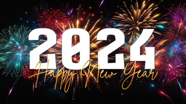 PSD psd happy new year 2024 banner and social media post design template