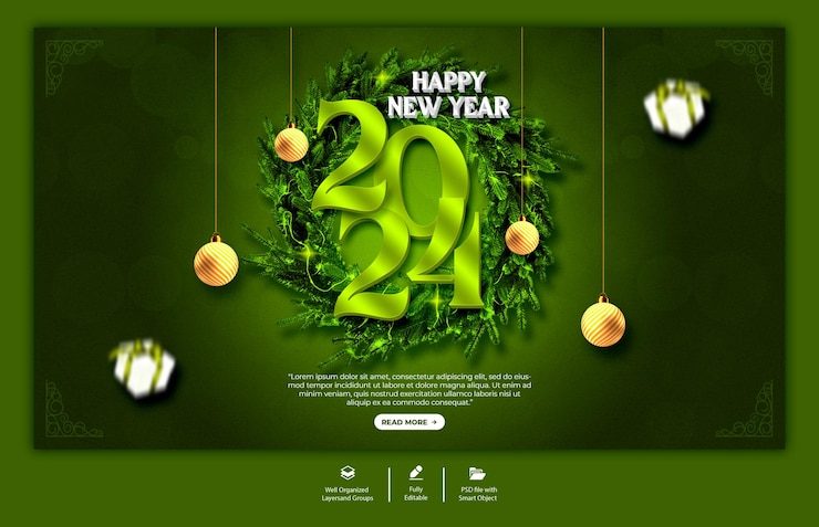 PSD psd हैप्पी न्यू ईयर 2024 वेब बैनर टेम्पलेट