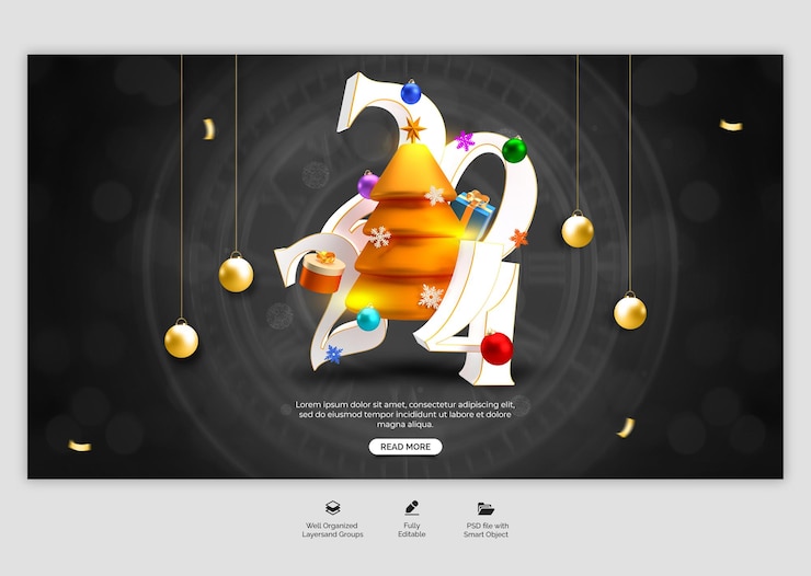 PSD psd happy new year 2024 web banner template