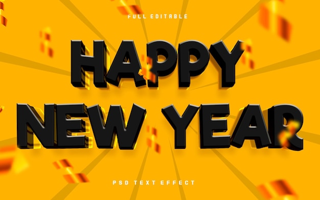 Psd happy new year 3d editable text effect