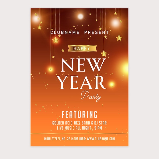 Psd happy new year poster template