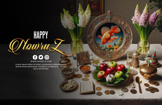 Psd happy nowruz day or iranian new year banner template