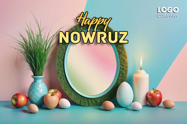PSD psd happy nowruz day o illustrazione del capodanno iraniano con grass semeni