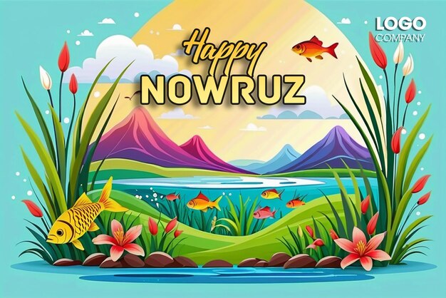 PSD psd happy nowruz day or iranian new year illustration with grass semeni