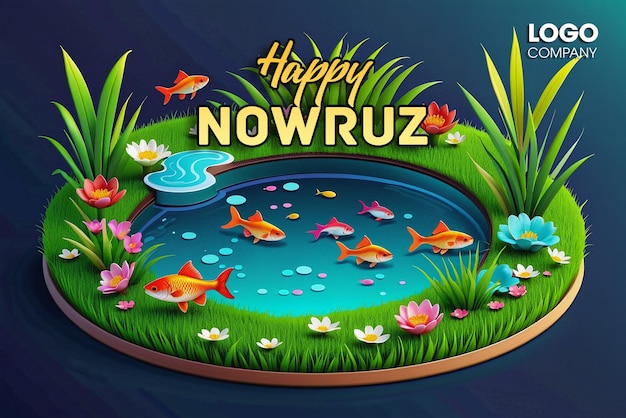 PSD psd happy nowruz day or iranian new year illustration with grass semeni