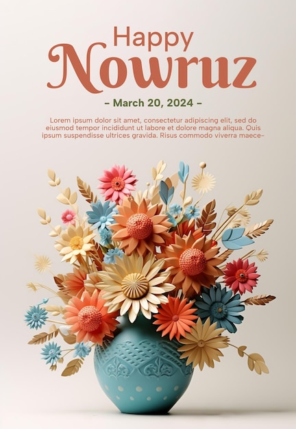 Psd happy nowruz template poster fyler