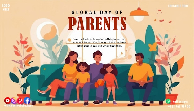 PSD psd happy parents day template for social media poster and banner