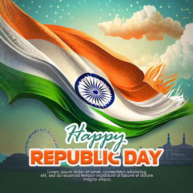 Psd happy republic day india 26th january with republic day poster and flyer proud to be indian