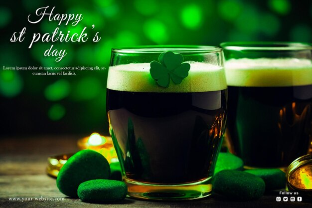 Psd happy st. patrick's day poster ontwerp sjabloon