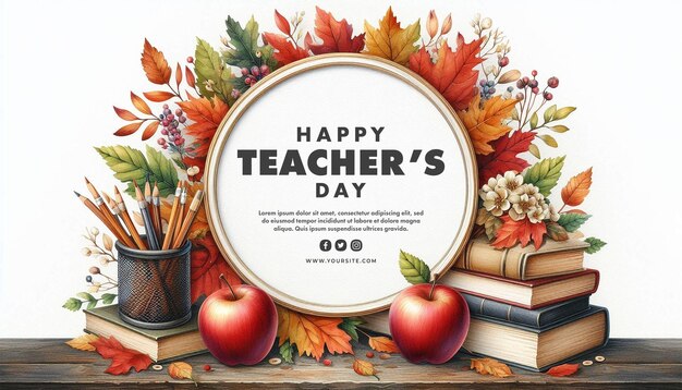 Psd happy teachers day horizontal banner template