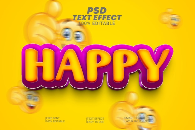 PSD effetto di stile di testo psd happy