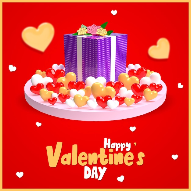 PSD psd happy valentine's day with 3d render label background template