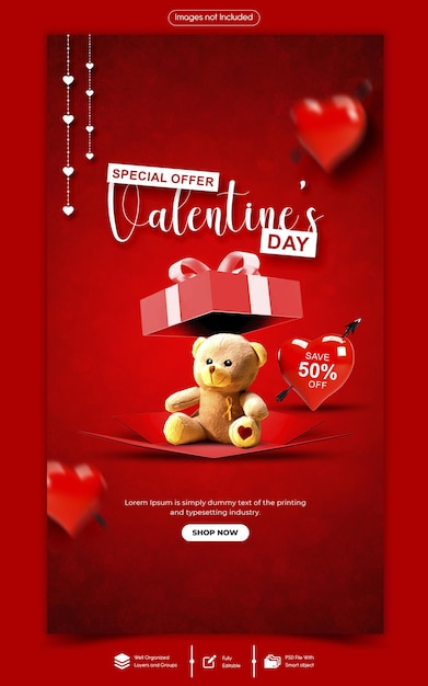 PSD psd happy valentines day discount sale instagram story template