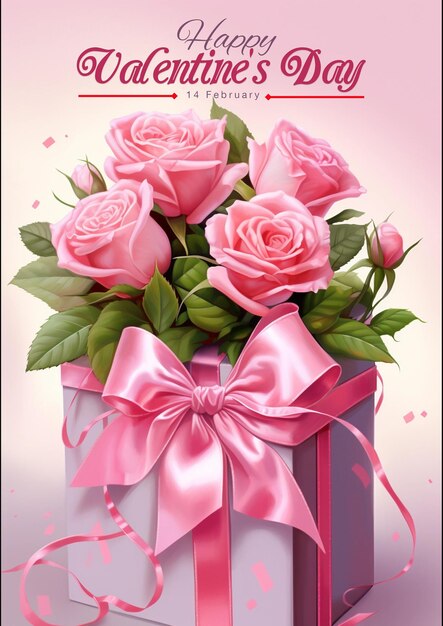 PSD poster di happy valentine's day