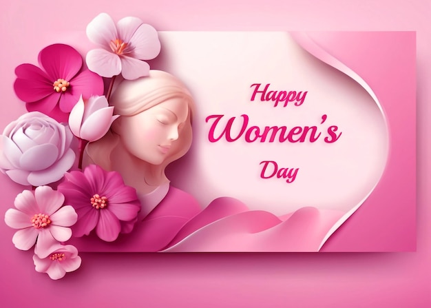 PSD happy womens day flower decorative card