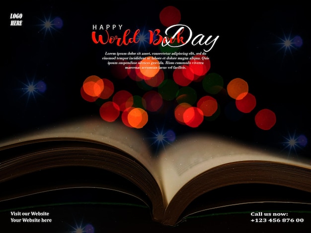 PSD psd happy world book day post template for social media and modern post design