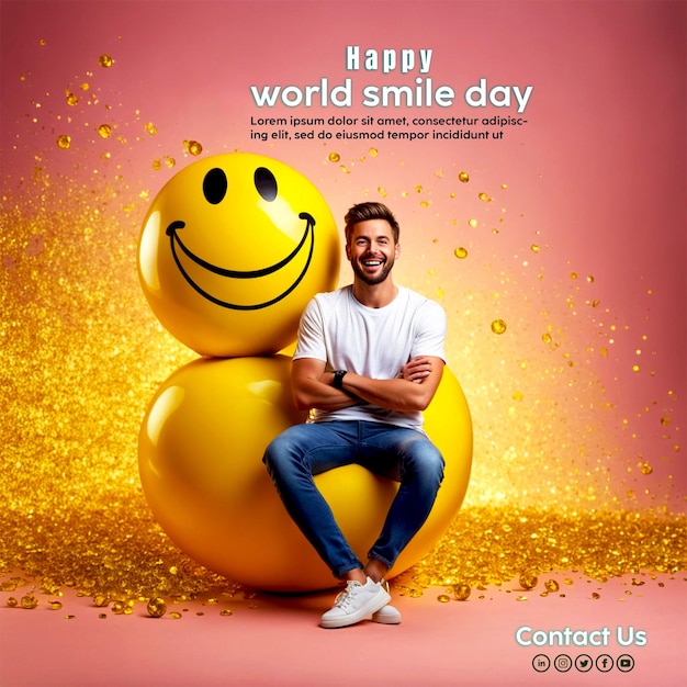 PSD psd happy world smile day banner design generated by ai