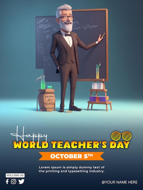 PSD psd happy world teachers day social media post template