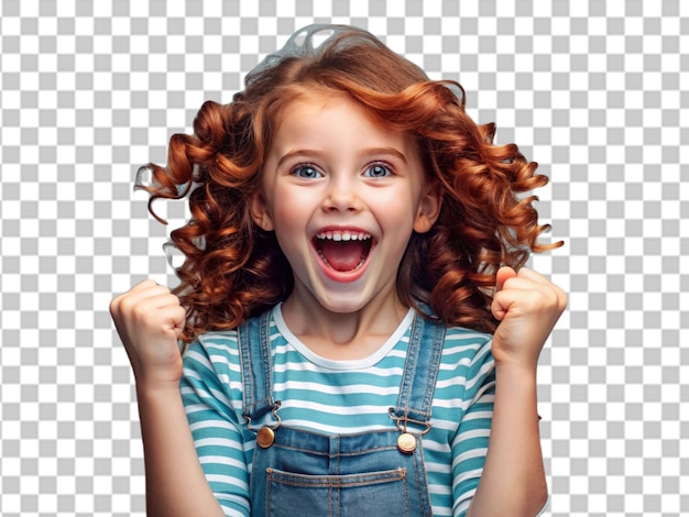 PSD psd happy young woman pointing upwards on transparent background