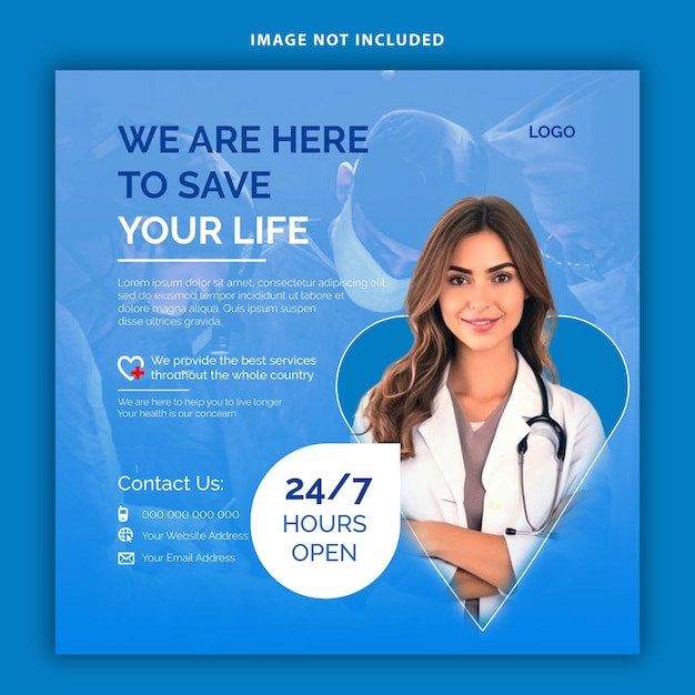 PSD Healthcare sociale media post of vierkante flyer ontwerp