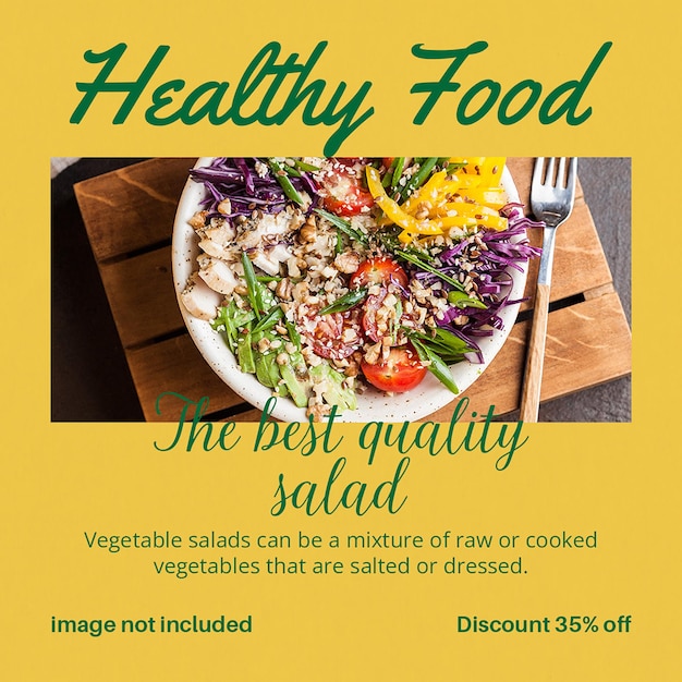 PSD Healthy Food Banner Design dla mediów społecznościowych i szablonu postów na Instagramie