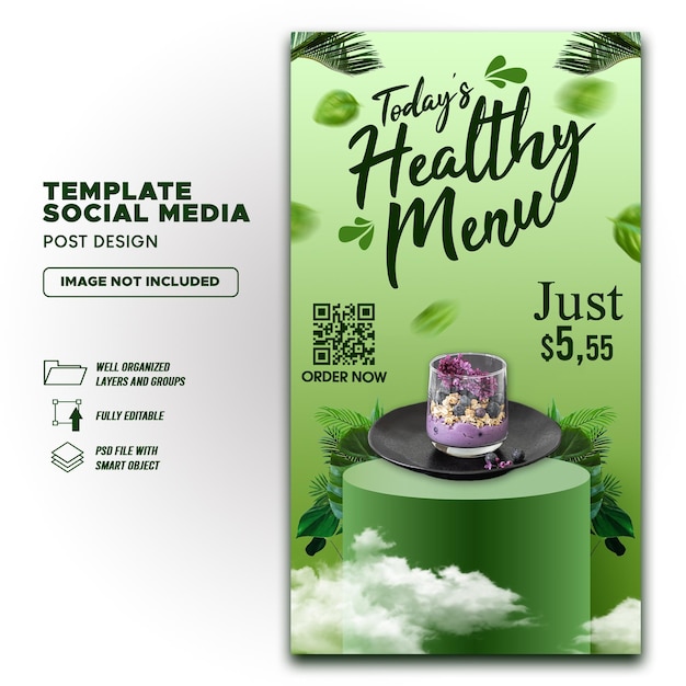 Psd healthy menu promotion social media instagram story banner template