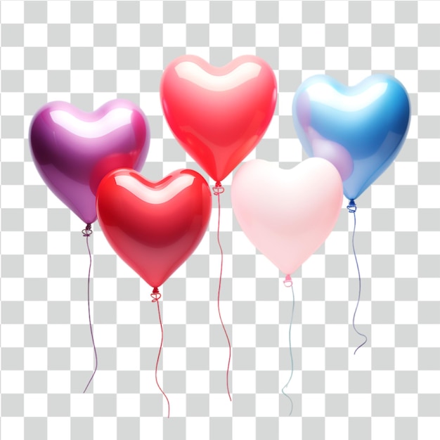 PSD psd heart balloons isolated on transparent background