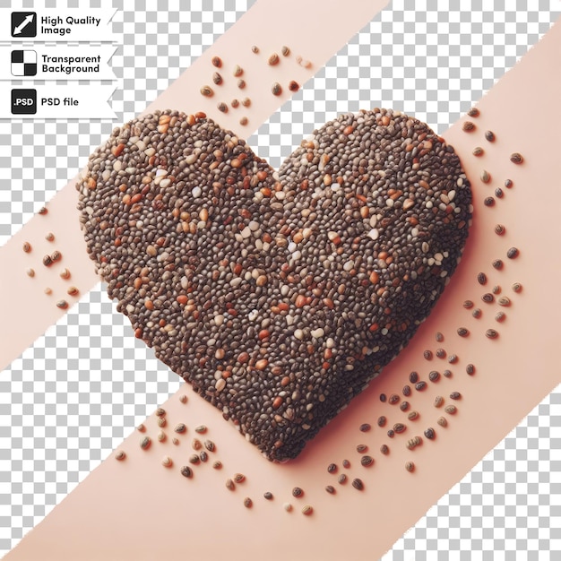 Psd heart of black pepper on transparent background