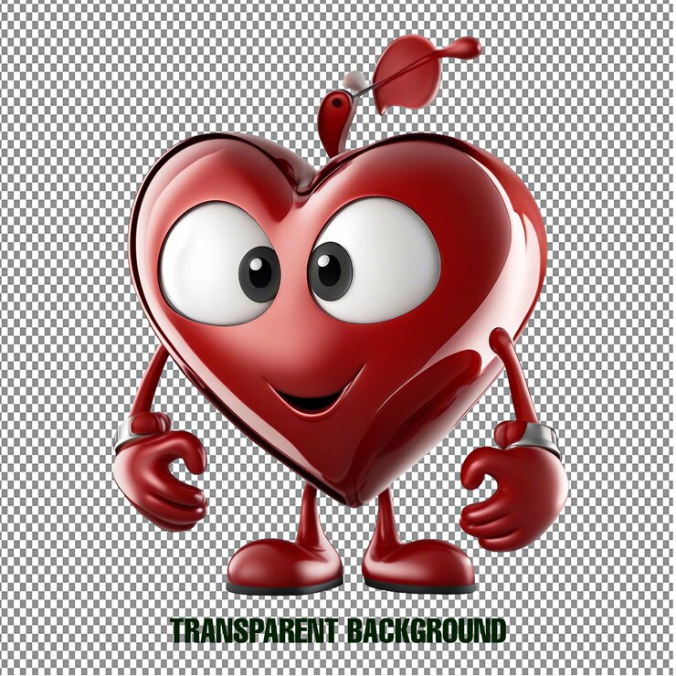 PSD psd heart cartoon character with transparent background