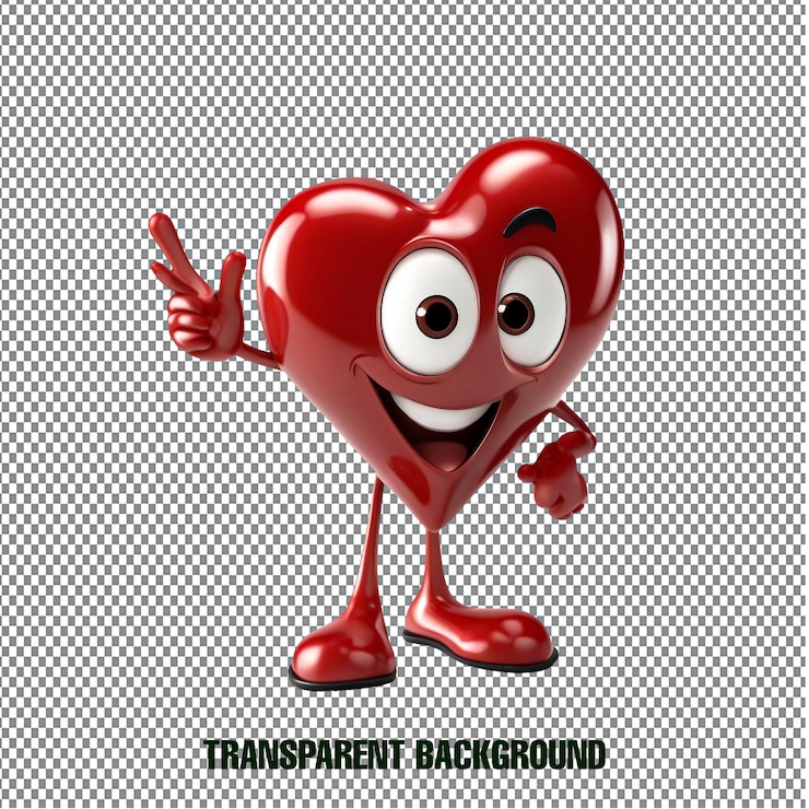 PSD psd heart cartoon character with transparent background