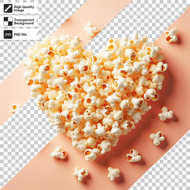 PSD psd heart shaped popcorn on transparent background