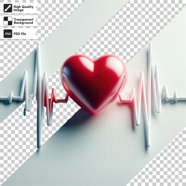 PSD psd heart symbol and heart beat on ecg graph on transparent background with editable mask layer