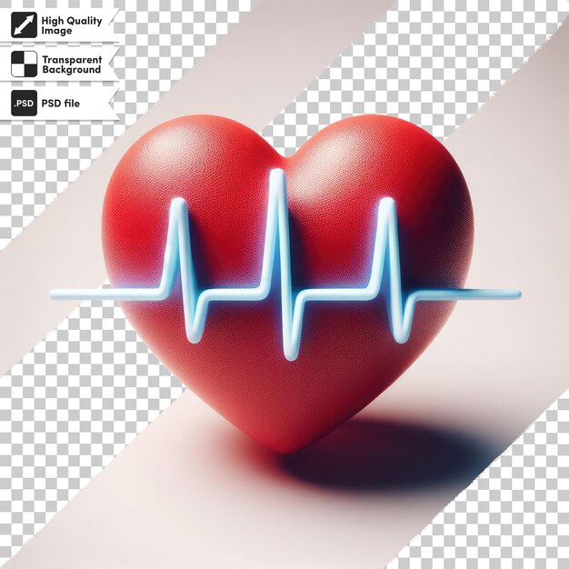 PSD psd heart symbol and heart beat on ecg graph on transparent background with editable mask layer