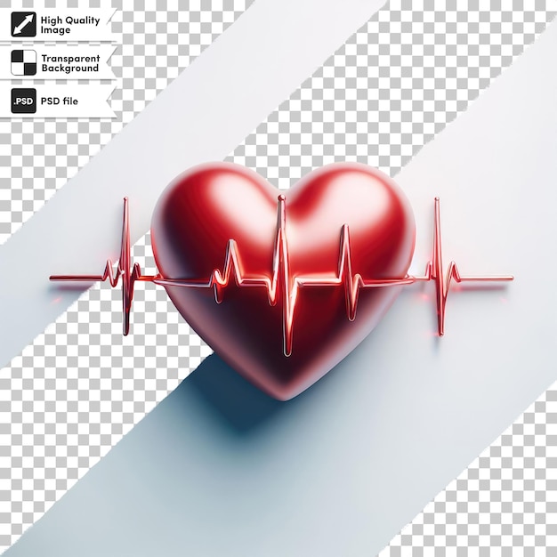 PSD psd heart symbol and heart beat on ecg graph on transparent background with editable mask layer