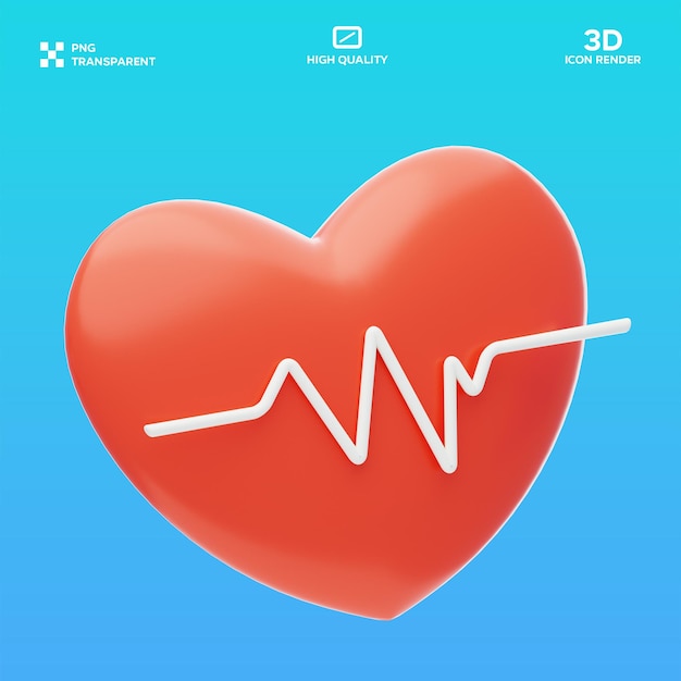 PSD ハート・ウィズ・ウェーブ 3D イラスト