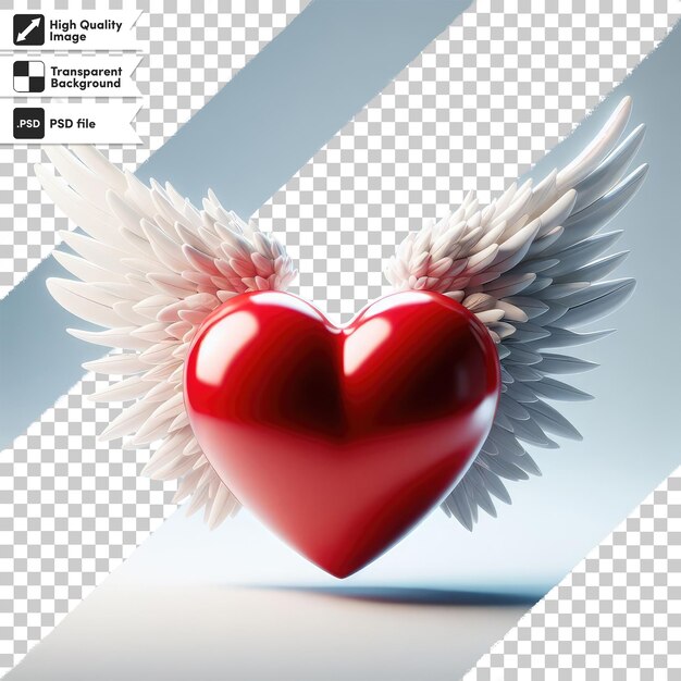 PSD psd сердце с крыльями иллюстрация дня святого валентина на прозрачном фоне с редактируемым слоем маски