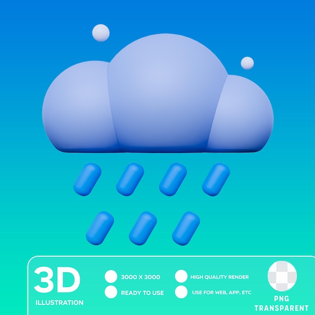 Psd heavy rain 3d illustration