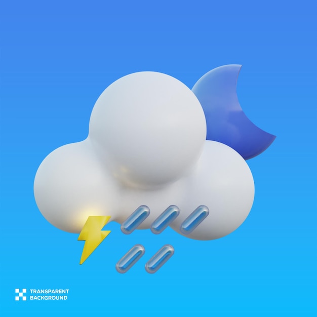 PSD heavy rain night 3D Illustration